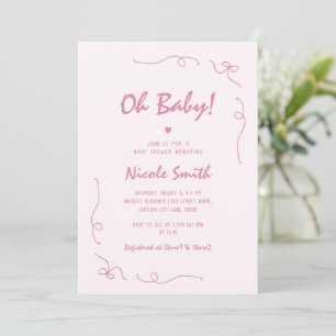 Invitación Oh bebé mano rosada desatada Chica francés Baby Sh
