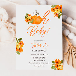 Invitación Oh bebé naranja calabaza ducha de bebé neutra flor