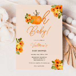 Invitación Oh bebé naranja calabaza ducha de bebé neutra flor