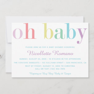 Invitación Oh Bebé Negrita Pastel Rainbow Baby Shower Invitac