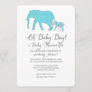 Invitación Oh bebé niño ducha Elefante tipografía moderna