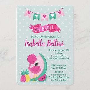 Invitación Oh bebé Pink Flamingo Baby Shower