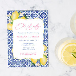 Invitación Oh bebé Positano Lemons Chica rosa Baby Shower
