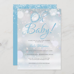 Invitación Oh bebé, primero copos de nieve, Baby Shower / Spr