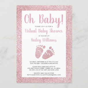 Invitación Oh bebé Purpurina rosado bebé pies de bebé Baby Sh