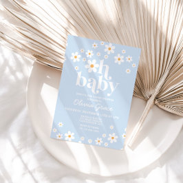 Invitación ¡Oh bebé! Regalo de bebé azul pálido Daisy