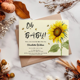 Invitación ¡Oh bebé! Regalo de bebé de girasol acuarela