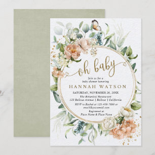 Invitación Oh bebé Rosa botánico Eucalyptus Baby Shower