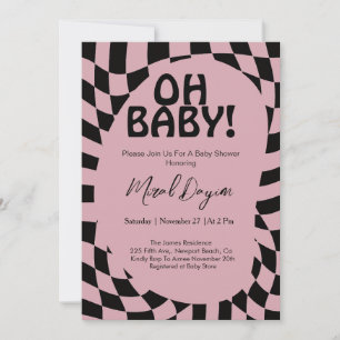 Invitación ¡Oh bebé! Rosa Polvoriento Cuadros Moderno Shower 