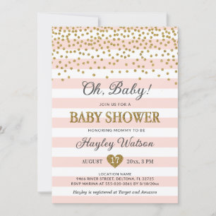 Invitación Oh Bebé Rubor Pink Gold Confetti Baby Shower