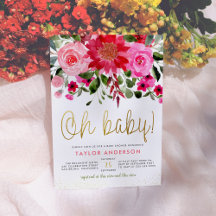 Oh Bebé Rubor Pink & Red Floral Baby Shower
