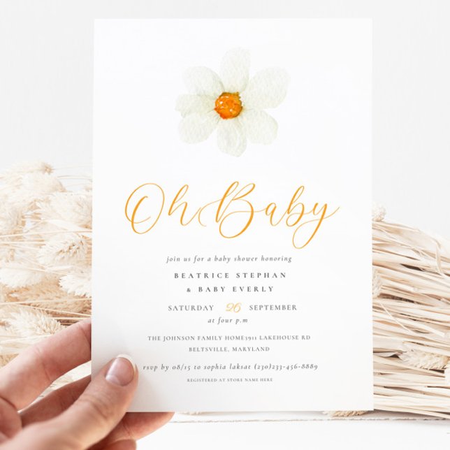 Invitación Oh Bebé Simple Daisy Gender Neutral Baby Shower (Subido por el creador)