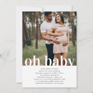 Invitación Oh, bebé   Simple Photo Baby Shower