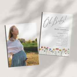Invitación ¡Oh Bebé, un colorido Baby Shower de flores silves