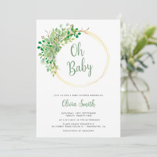 Invitación Oh bebé vegetación oro género neutro ducha bebé