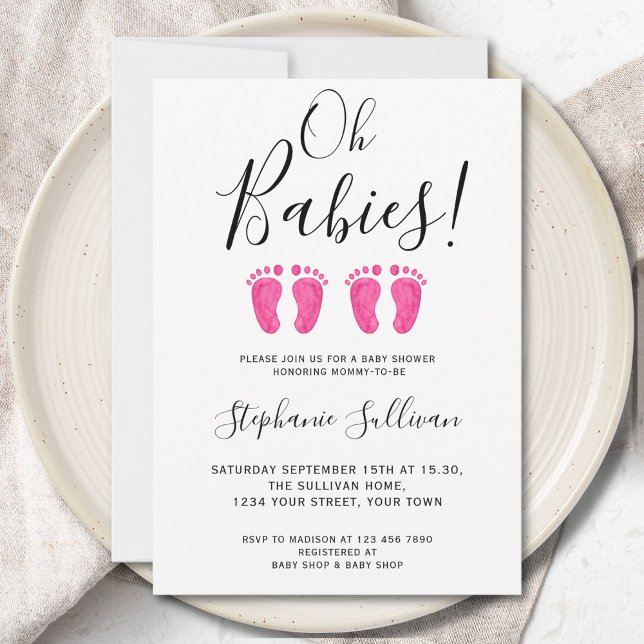 Invitación Oh bebés Chicas gemelos Baby Shower (Subido por el creador)