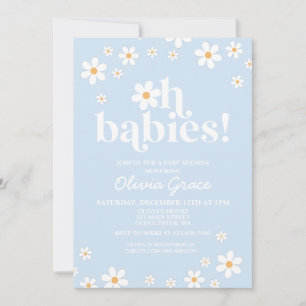 Invitación ¡Oh Bebés! Cumple de bebé en azul pálido con marga