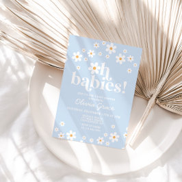 Invitación ¡Oh Bebés! Cumple de bebé en azul pálido con marga