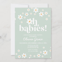 Invitación ¡Oh bebés! Daisy green Baby Shower