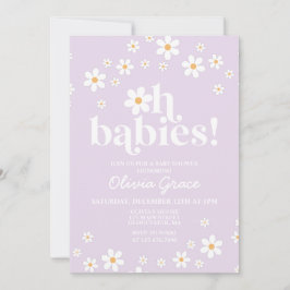 Invitación ¡Oh bebés! Daisy lilac Baby Shower