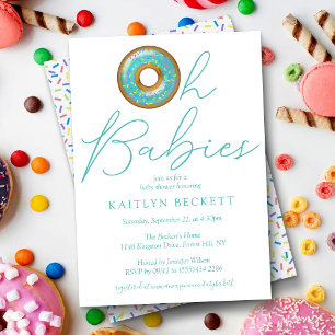 Invitación Oh bebés Donut Sprinkle Twins Boys Baby Shower