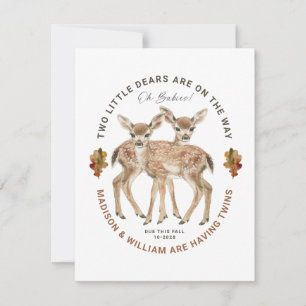 Invitación Oh Bebés Gemelos En Camino Lindos Cervatillos Geme