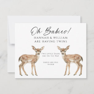 Invitación Oh Bebés Gemelos En Camino Lindos Cervatillos Geme