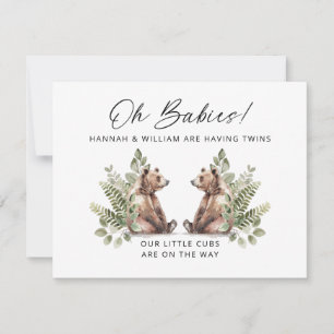 Invitación Oh Bebés Gemelos En El Camino De Los Cubos De Oso 