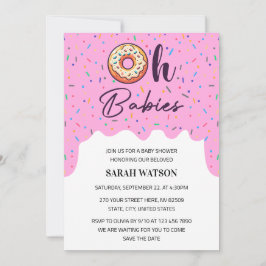 Invitación Oh bebés rocian Donut Gemelos Niña Ducha