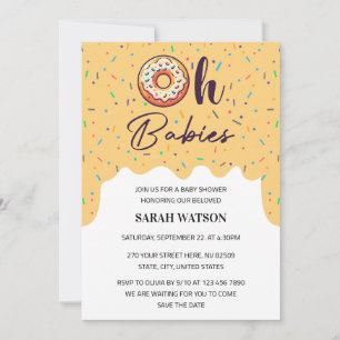 Invitación Oh bebés rocian Donut Twins Baby Shower