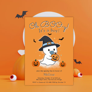 Invitación Oh BOO-y Halloween Baby Shower