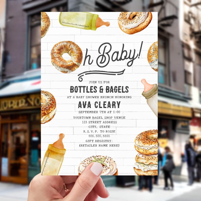 Invitación Oh Botellas Bebé y Bagels Baby Shower Brunch (Subido por el creador)