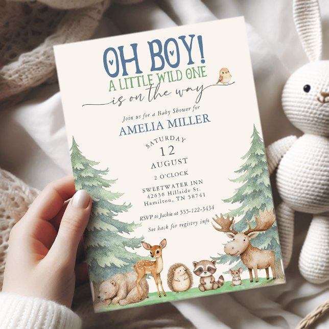 Invitación Oh Boy A Little Wild One Forest Animal Baby Shower (Oh Boy A Little Wild One Forest Animal Baby Shower Invitation)