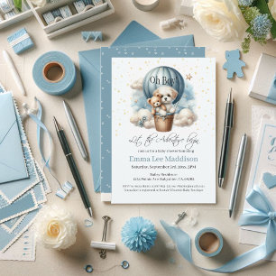 Invitación Oh Boy Adventure Baby Shower Puppy Balón de aire c