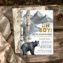 Oh Boy Adventure Begin | Baby Shower Bear & Birch