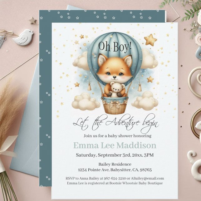 Invitación Oh Boy Adventure empieza Fox en globo de aire cali (Subido por el creador)