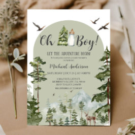 Invitación Oh Boy Adventure Pine Forest Navidad Baby Shower