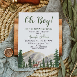 Invitación Oh Boy Adventure Woodland Deer Baby Shower