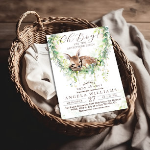 Invitación Oh Boy Adventure Woodland Greenery Baby Shower
