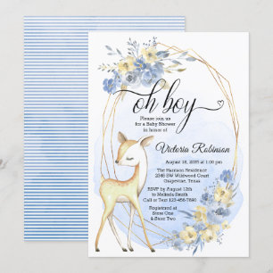 Invitación Oh Boy Baby Deer Baby Shower