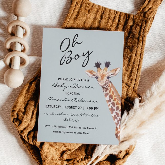 Invitación Oh Boy Baby Giraffe Baby Shower (Subido por el creador)