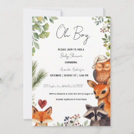 Invitación Oh Boy Baby Jirafa Acuarela Safari Baby Shower