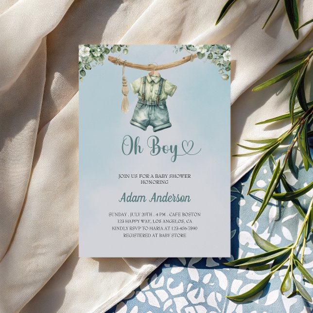 Invitación Oh Boy Baby Shower Invite - Watercolor Boy Set (Subido por el creador)