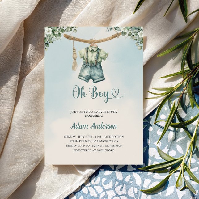 Invitación Oh Boy Baby Shower Invite - Watercolor Boy Set (Subido por el creador)