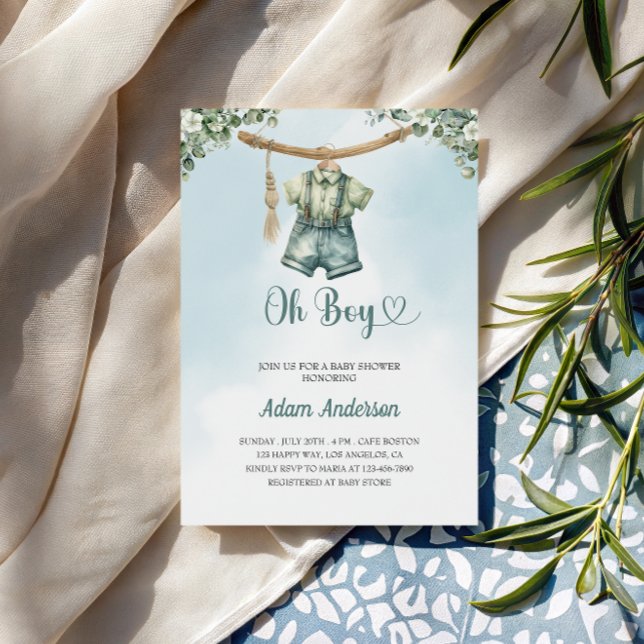 Invitación Oh Boy Baby Shower Invite - Watercolor Boy Set (Subido por el creador)