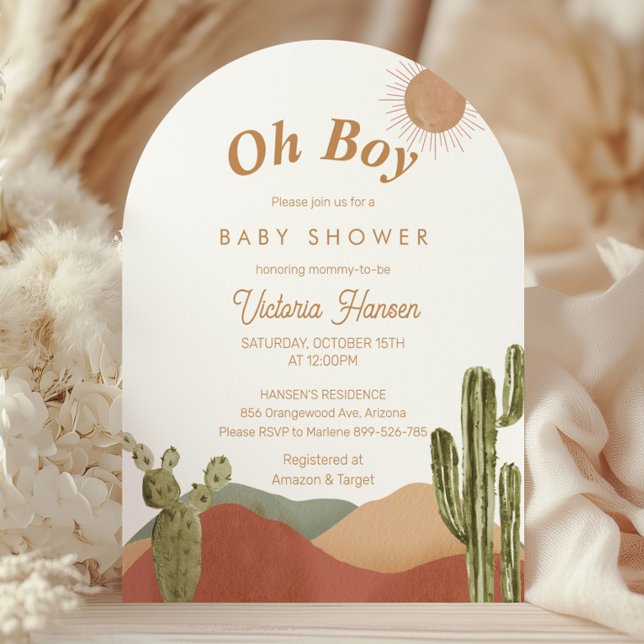 Invitación Oh Boy Baby Shower Southwestern Boho Desert (Subido por el creador)