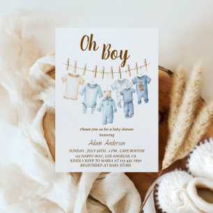 Invitación Oh Boy Baby Shower   Tema de la línea azul
