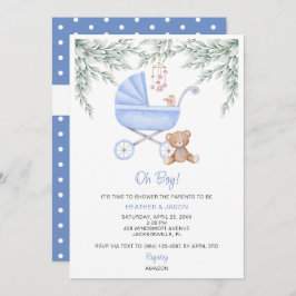 Invitación Oh Boy Baby Stroller y Mobile Shower
