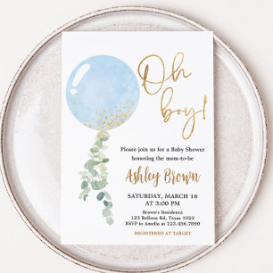 Invitación Oh Boy Balloon Baby Shower