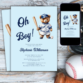 Invitación Oh Boy Baseball Baby Shower Cuear Bear